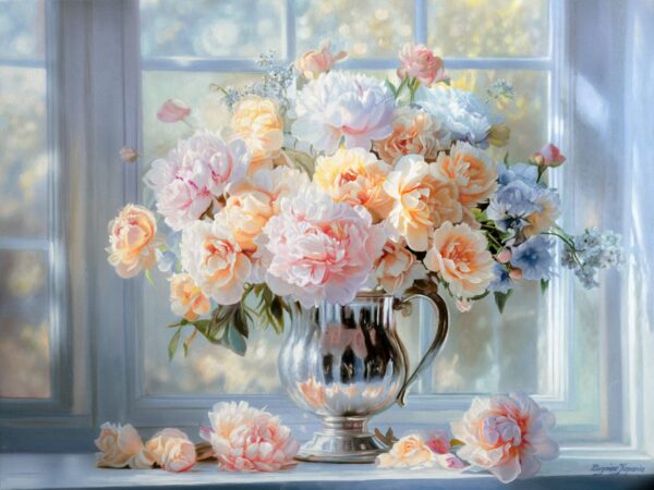 Obraz Olejny Peonie w Blasku Poranka