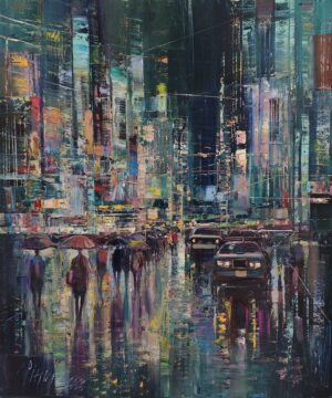 Obraz Olejny Wieczorny Pośpiech