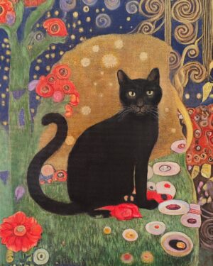 Obraz Olejny Kot w ogrodzie Wg. Gustava Klimt