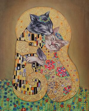 Obraz Olejny Pocałunek Kotki Wg. Gustava Klimta