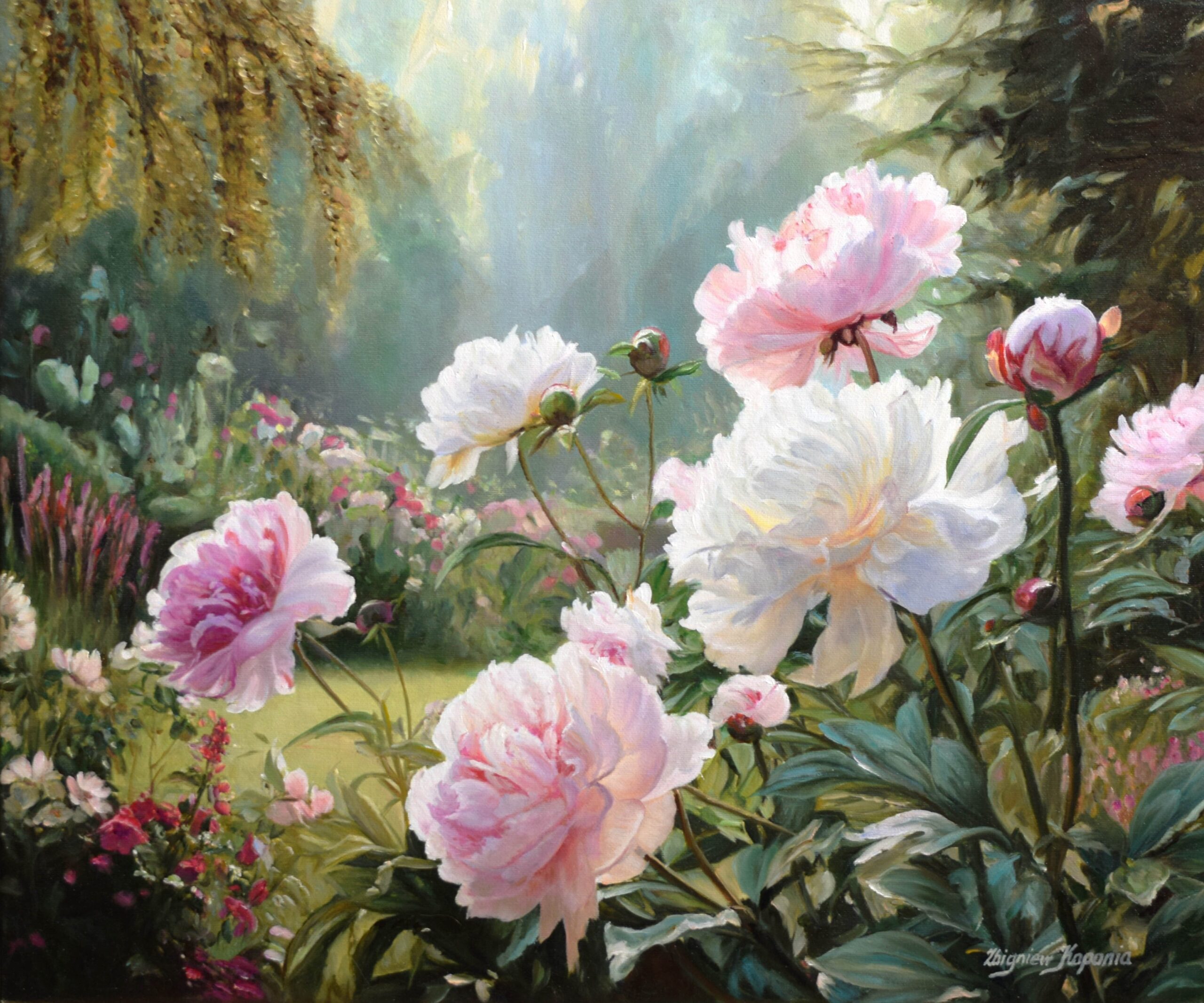 Obraz Olejny Peonie o poranku