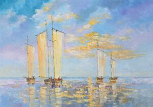 Obraz Olejny Rejs ku Zachodzącemu Słońcu