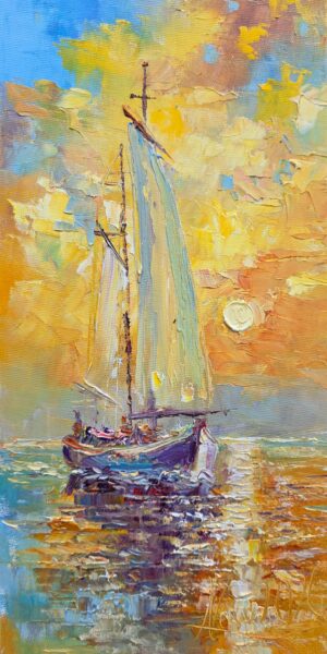 Obraz Olejny Złote żagle ciszy