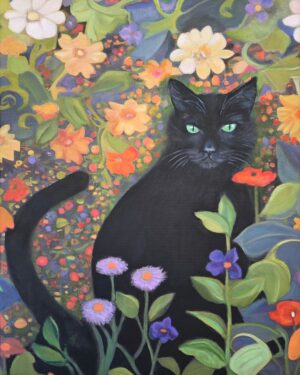 Obraz Olejny Czarny Kot Wg. Gustava Klimta