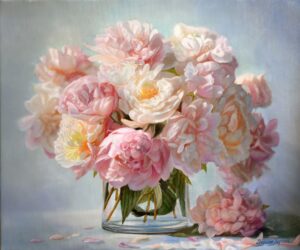 Obraz Olejny Peonie zanurzone w pastelach